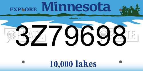 3Z79698 Minnesota License Plate
