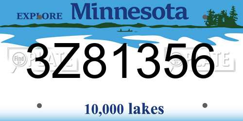 3Z81356 Minnesota License Plate