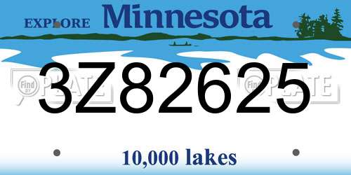 3Z82625 Minnesota License Plate