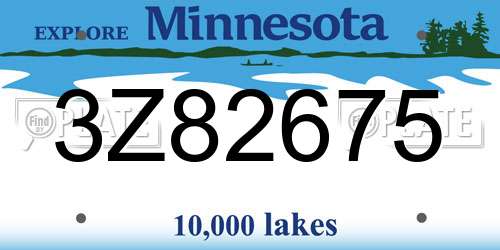 3Z82675 Minnesota License Plate
