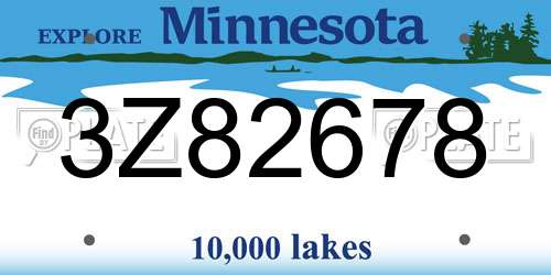 3Z82678 Minnesota License Plate