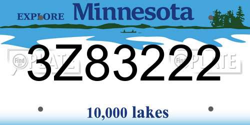 3Z83222 Minnesota License Plate
