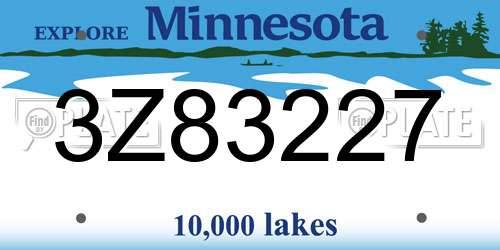 3Z83227 Minnesota License Plate