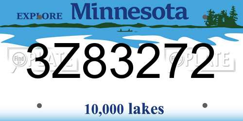 3Z83272 Minnesota License Plate