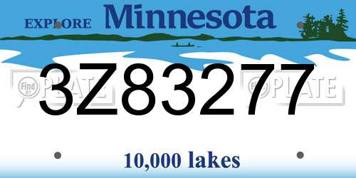 3Z83277 Minnesota License Plate