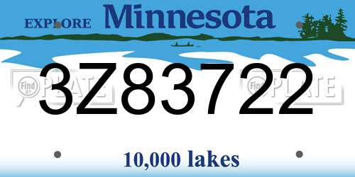 3Z83722 Minnesota License Plate