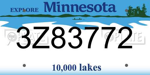 3Z83772 Minnesota License Plate