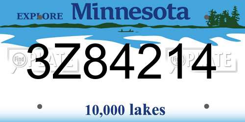3Z84214 Minnesota License Plate