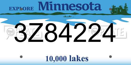 3Z84224 Minnesota License Plate