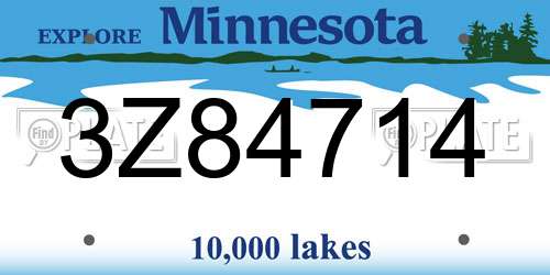 3Z84714 Minnesota License Plate