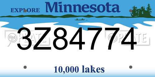 3Z84774 Minnesota License Plate