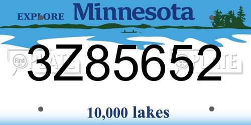 3Z85652 Minnesota License Plate