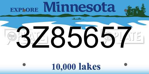 3Z85657 Minnesota License Plate