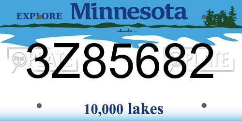 3Z85682 Minnesota License Plate