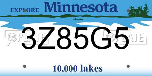3Z85G5 Minnesota License Plate