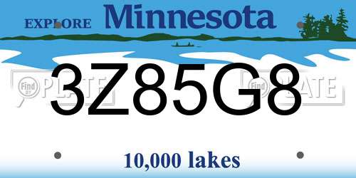 3Z85G8 Minnesota License Plate