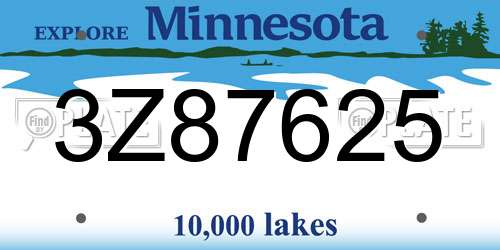 3Z87625 Minnesota License Plate