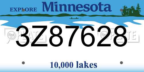 3Z87628 Minnesota License Plate