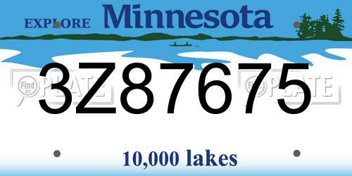 3Z87675 Minnesota License Plate