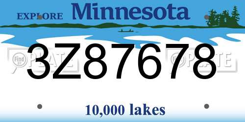 3Z87678 Minnesota License Plate
