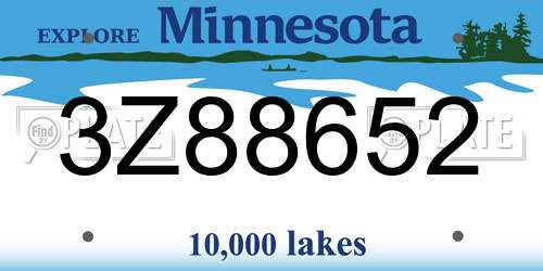 3Z88652 Minnesota License Plate