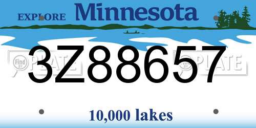 3Z88657 Minnesota License Plate