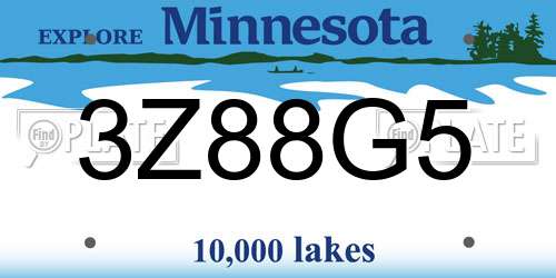 3Z88G5 Minnesota License Plate