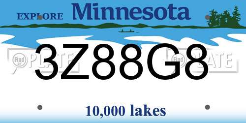 3Z88G8 Minnesota License Plate