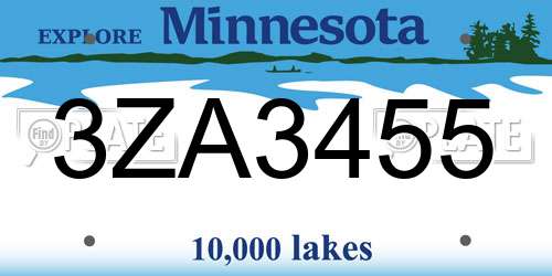 3ZA3455 Minnesota License Plate