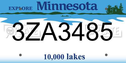 3ZA3485 Minnesota License Plate