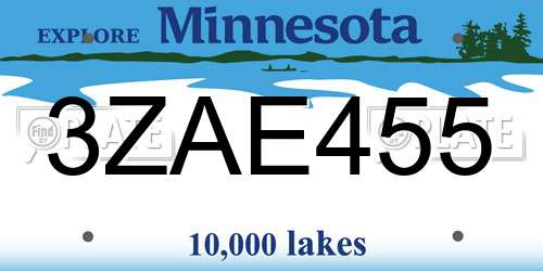 3ZAE455 Minnesota License Plate