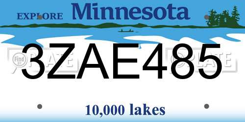 3ZAE485 Minnesota License Plate