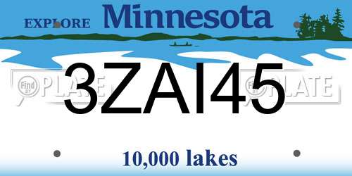 3ZAI45 Minnesota License Plate