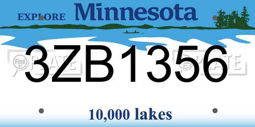 3ZB1356 Minnesota License Plate