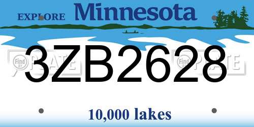 3ZB2628 Minnesota License Plate