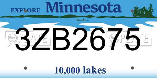 3ZB2675 Minnesota License Plate