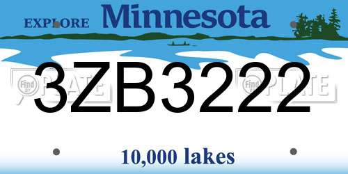 3ZB3222 Minnesota License Plate
