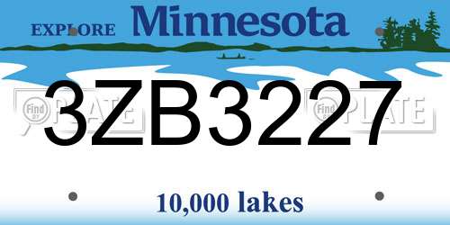 3ZB3227 Minnesota License Plate