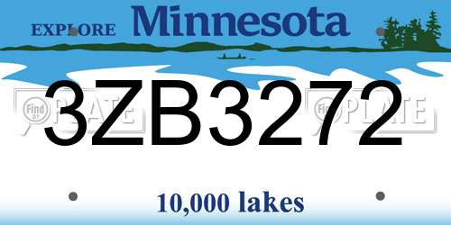 3ZB3272 Minnesota License Plate
