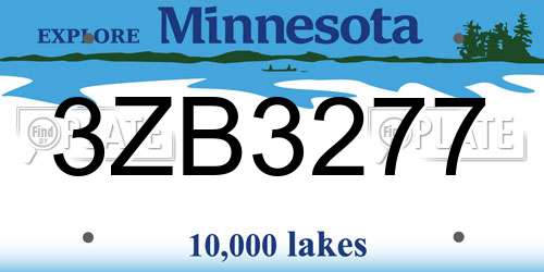 3ZB3277 Minnesota License Plate
