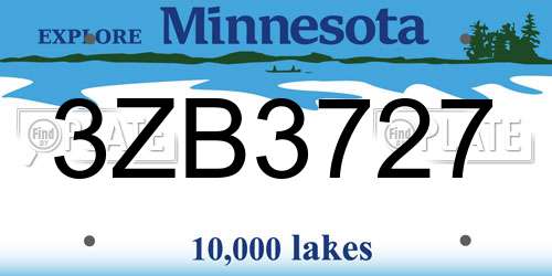 3ZB3727 Minnesota License Plate