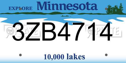 3ZB4714 Minnesota License Plate