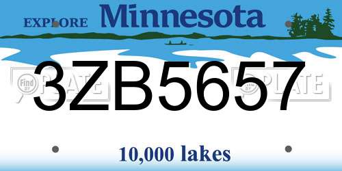 3ZB5657 Minnesota License Plate