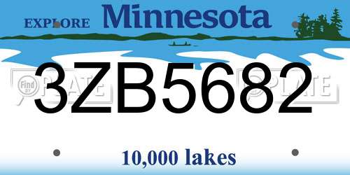 3ZB5682 Minnesota License Plate
