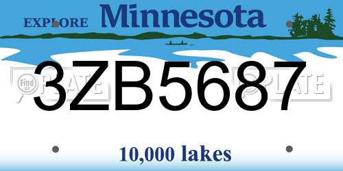 3ZB5687 Minnesota License Plate