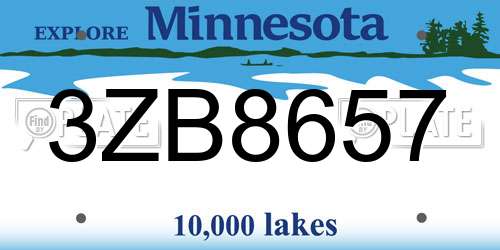3ZB8657 Minnesota License Plate