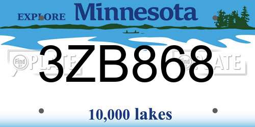 3ZB868 Minnesota License Plate