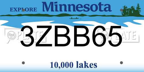 3ZBB65 Minnesota License Plate