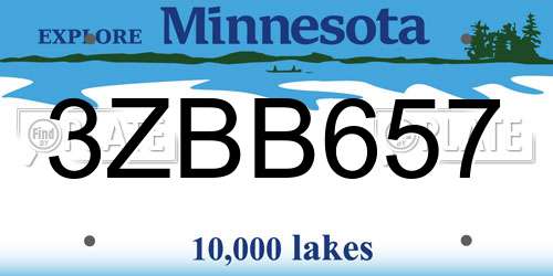 3ZBB657 Minnesota License Plate