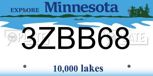 3ZBB68 Minnesota License Plate